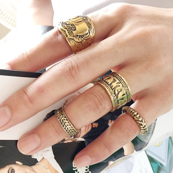 Jewelry - PREVIEW!! Boho Chunky Midi Knuckle Rings 4pc Set